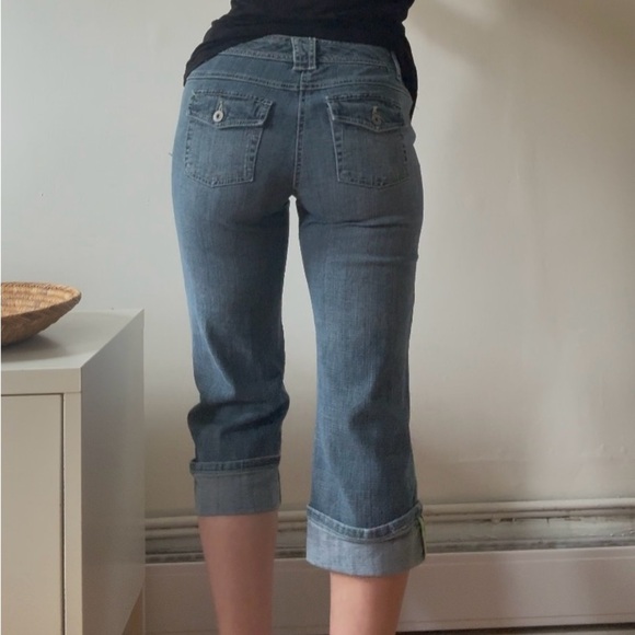 Y2K Point Zero Capri Jeans | Mid-Rise | Embroidered Cuffs - Picture 2 of 7